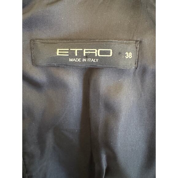 Etro Floral Wool Midi Sheath Dress with Velvet Sleeves - Picture 3 of 11